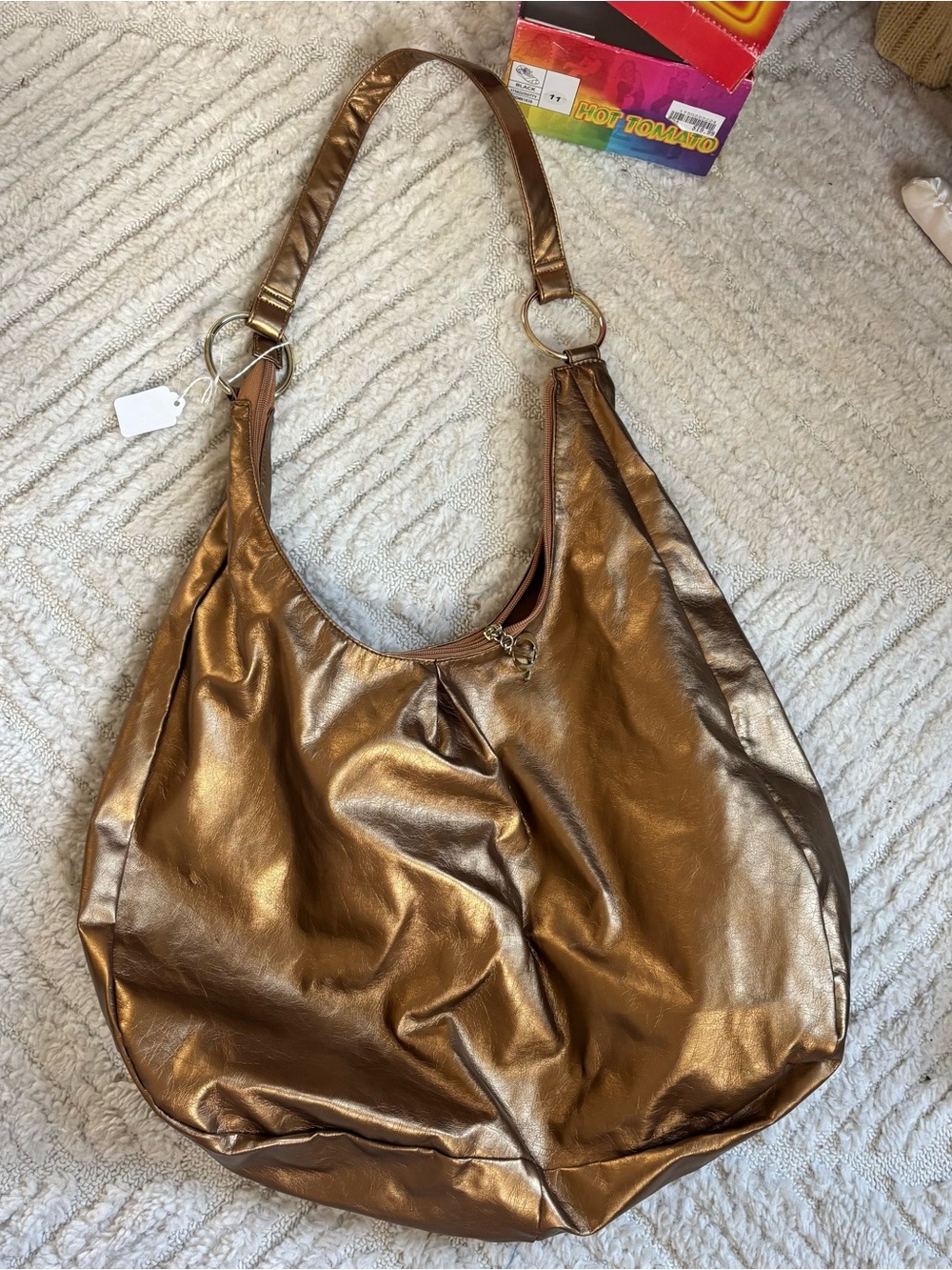 Metallic gold y2k Hobo Shoulder Bag